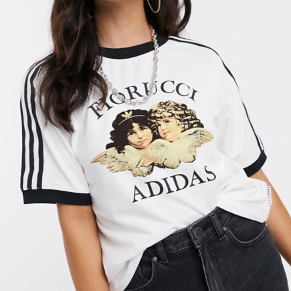 Adidas X Fiorucci Angel White Three Stripe T-Shirt